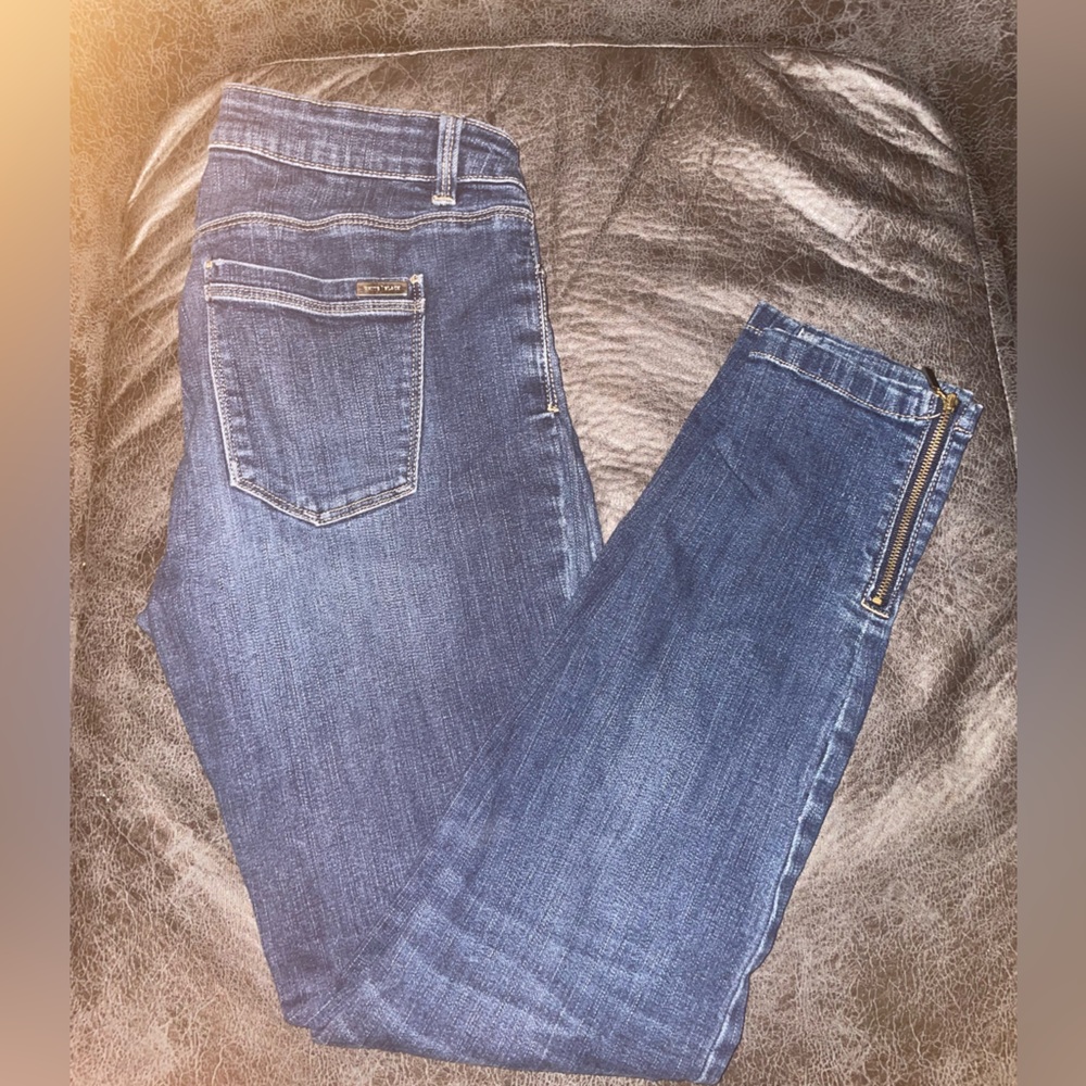 White House Black Market Denim Skinny Jeans with Zipper Accents